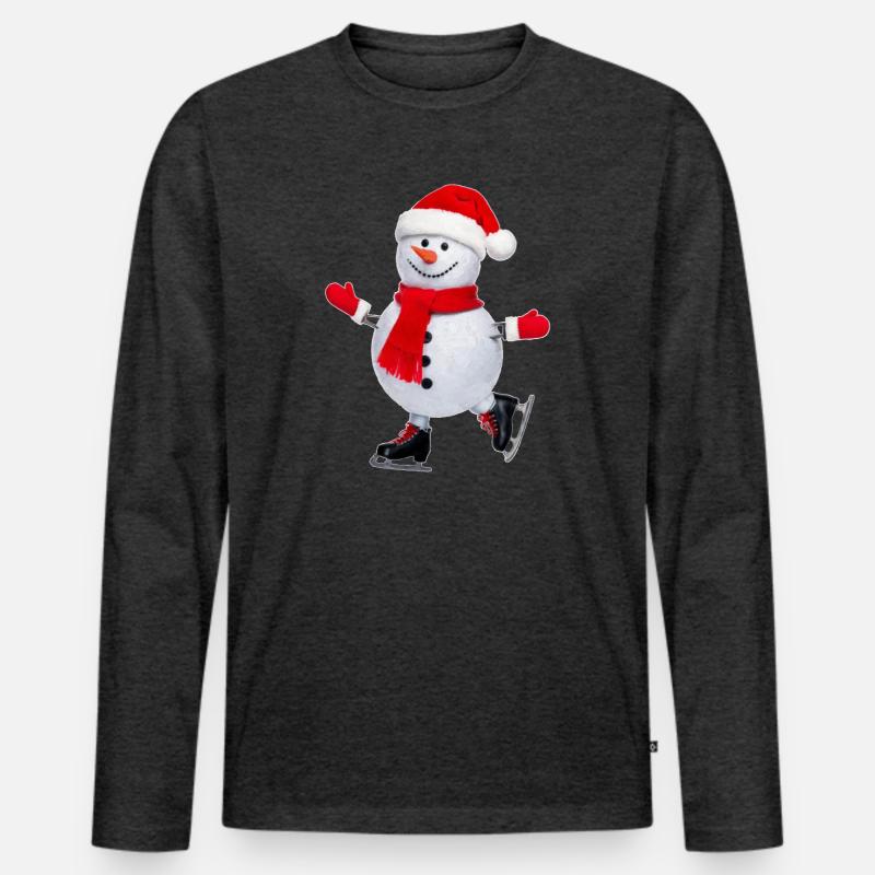 Schneeman - Männer Premium Bio Langarmshirt - Anthrazit meliert