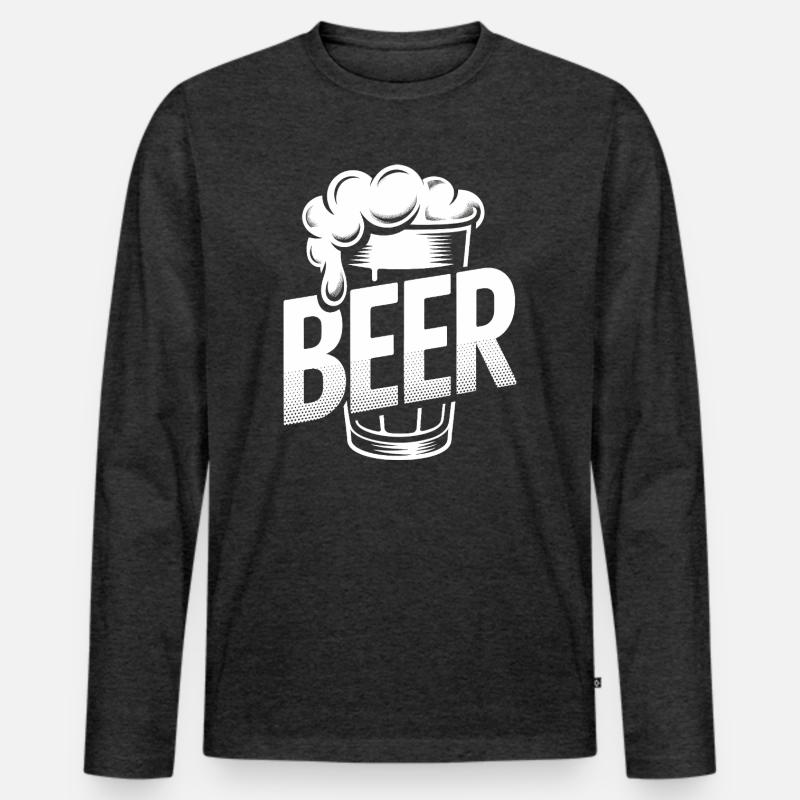 Bier – Cool Beer Logo - Männer Premium Bio Langarmshirt - Anthrazit meliert