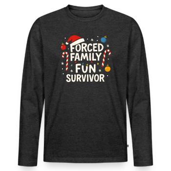 Forced Family Fun Survivor Christmas Xmas Humor - Men's Premium Organic Long Sleeve Shirt - heather anthracite - Front - Nico (187cm)