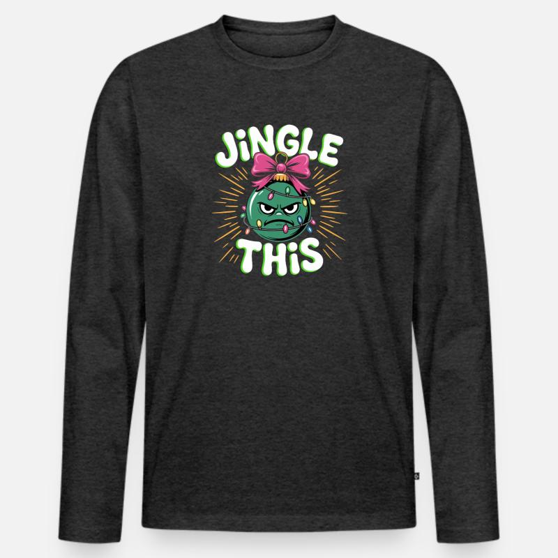 Jingle This Lustige Weihnachtskugel - Männer Premium Bio Langarmshirt - Anthrazit meliert