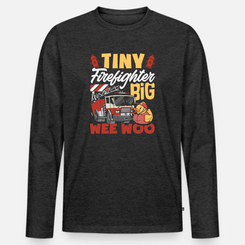 Wee Woo Squad Fire Tiny Feuerwehrmann - Männer Premium Bio Langarmshirt - Anthrazit meliert