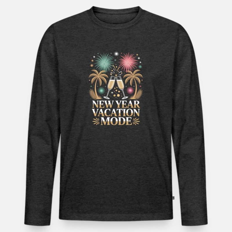 Neujahrsurlaubsmodus - Männer Premium Bio Langarmshirt - Anthrazit meliert