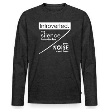 Citations d’introverti - T-shirt manches longues Premium bio Homme - anthracite chiné - Devant - Nico (187cm)