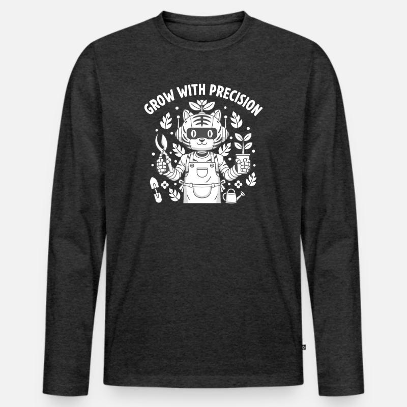 Gartenroboter Katzengärtner - Männer Premium Bio Langarmshirt - Anthrazit meliert