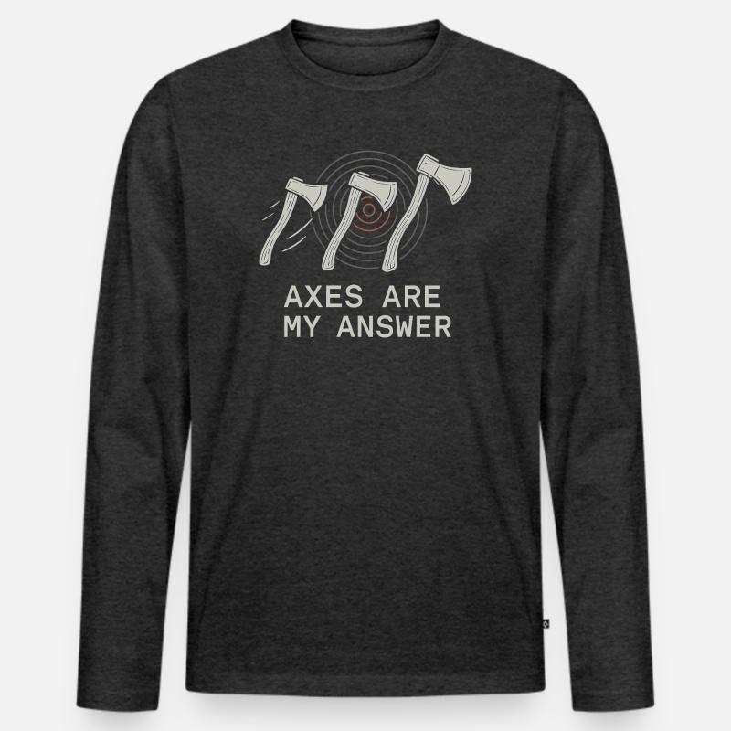 Frauen Axtwerfen Geschenk I Steckäxte - Männer Premium Bio Langarmshirt - Anthrazit meliert