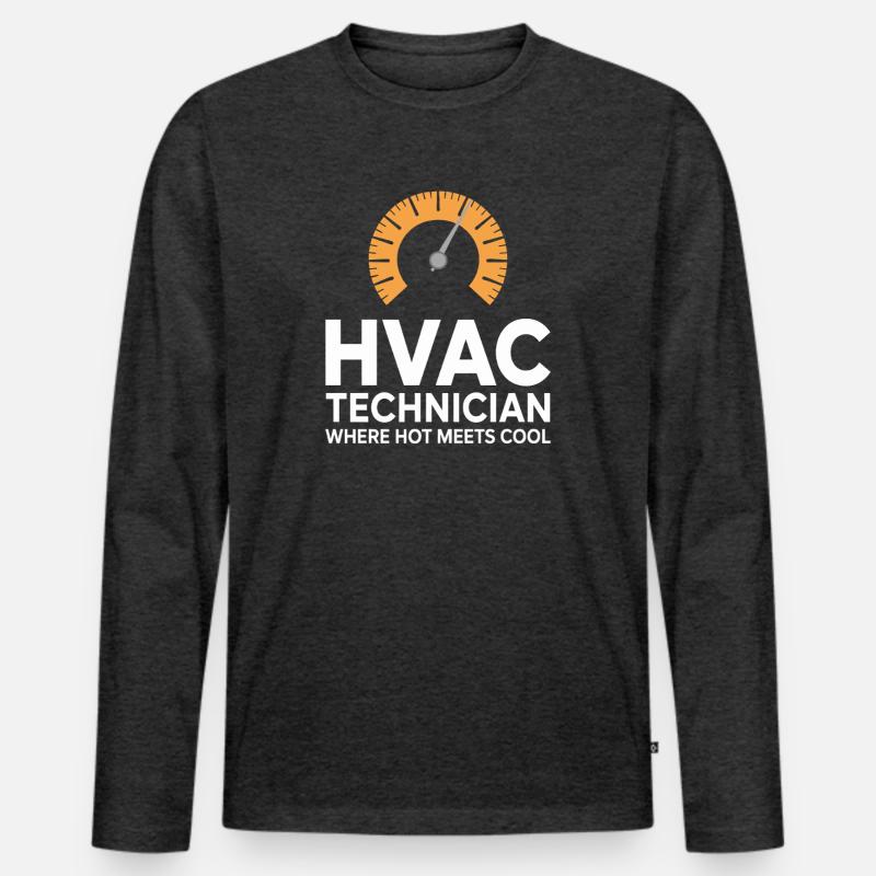 HVAC Reparatur Klima Technik Experte Arbeiter - Männer Premium Bio Langarmshirt - Anthrazit meliert