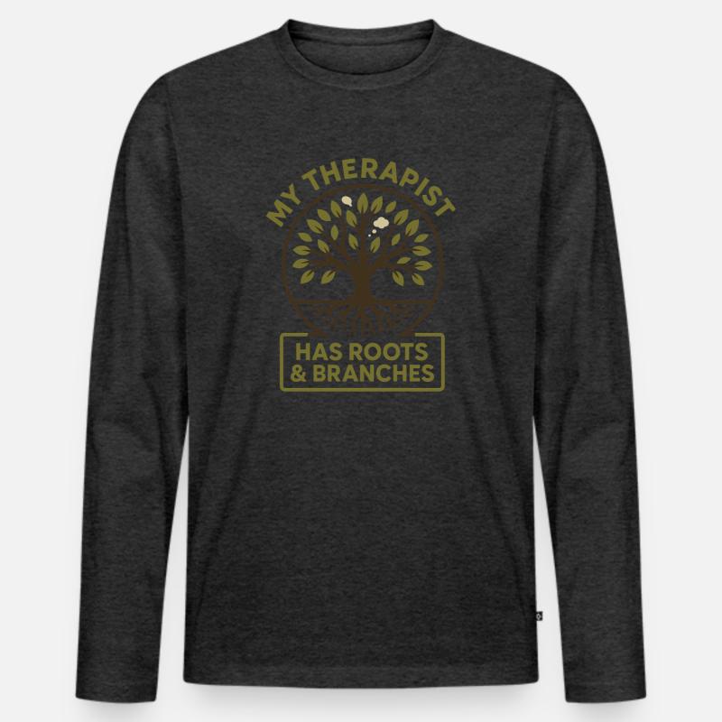 Forest Walk Overthinker Mental Reset - Männer Premium Bio Langarmshirt - Anthrazit meliert
