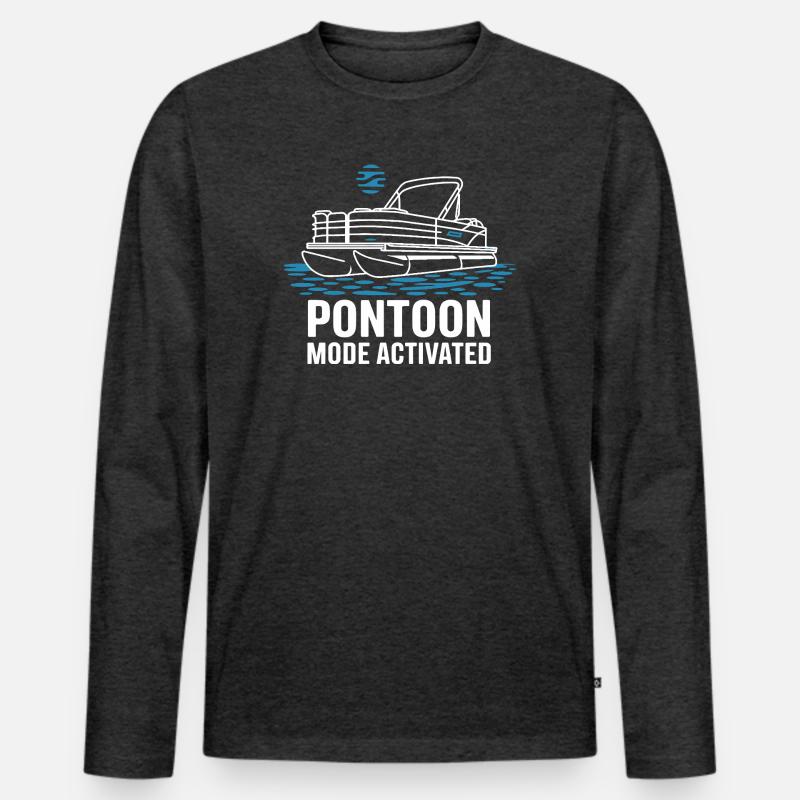  Pontoon Mode Activated Pontonboot Sommer - Männer Premium Bio Langarmshirt - Anthrazit meliert