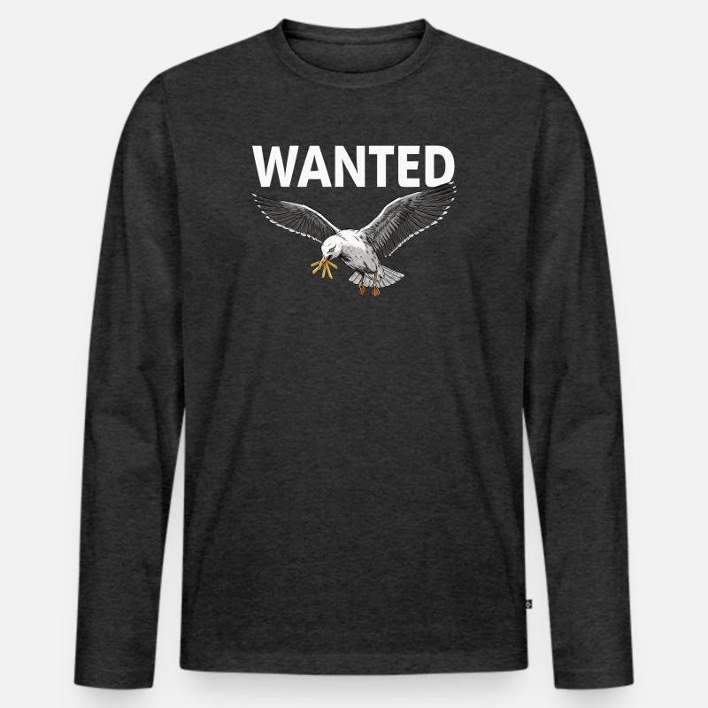 Gesuchte Pommes-möwe - Männer Premium Bio Langarmshirt - Anthrazit meliert