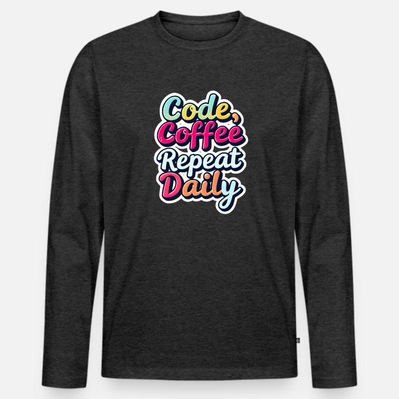 Code Sleep Debug Repeat Programmer Shirt T-shirt manches longues Premium bio Homme