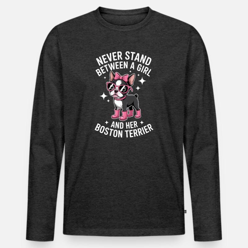Boston Terrier Sprüche Lustiger Terrier Geschenk - Männer Premium Bio Langarmshirt - Anthrazit meliert