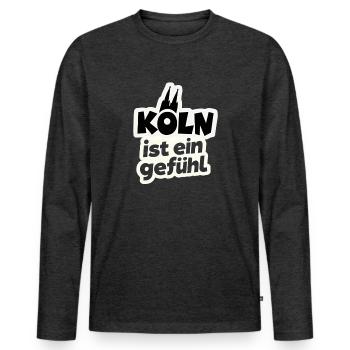 Cologne is a feeling Cologne cathedral - Men's Premium Organic Long Sleeve Shirt - heather anthracite - Front - Nico (187cm)