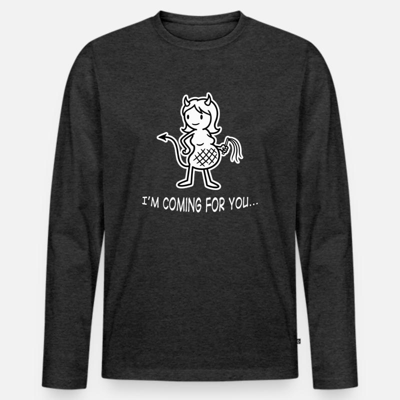 Dame in Weiß - Männer Premium Bio Langarmshirt - Anthrazit meliert