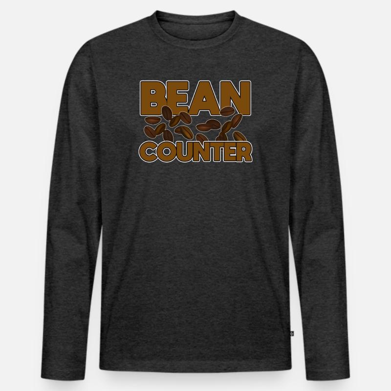 Lustiger Buchhalter Bohnenzähler - Männer Premium Bio Langarmshirt - Anthrazit meliert