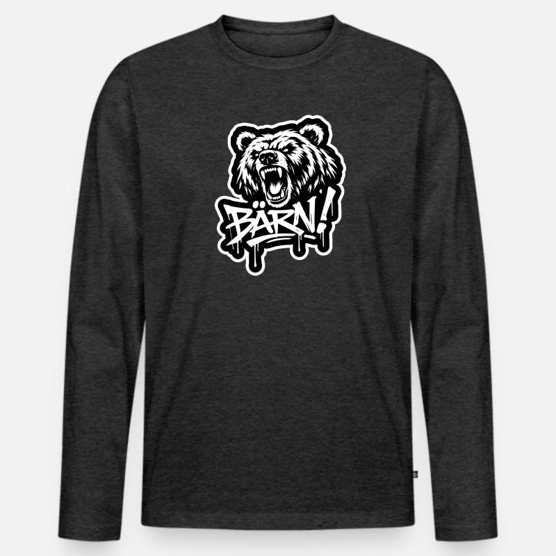 Graffiti Bern - Berner Bär - Bärn - Männer Premium Bio Langarmshirt - Anthrazit meliert