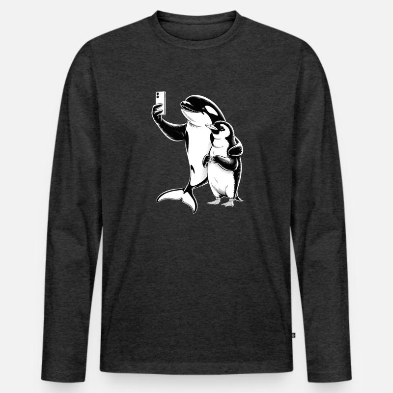 Orca und Robbe - Männer Premium Bio Langarmshirt - Anthrazit meliert