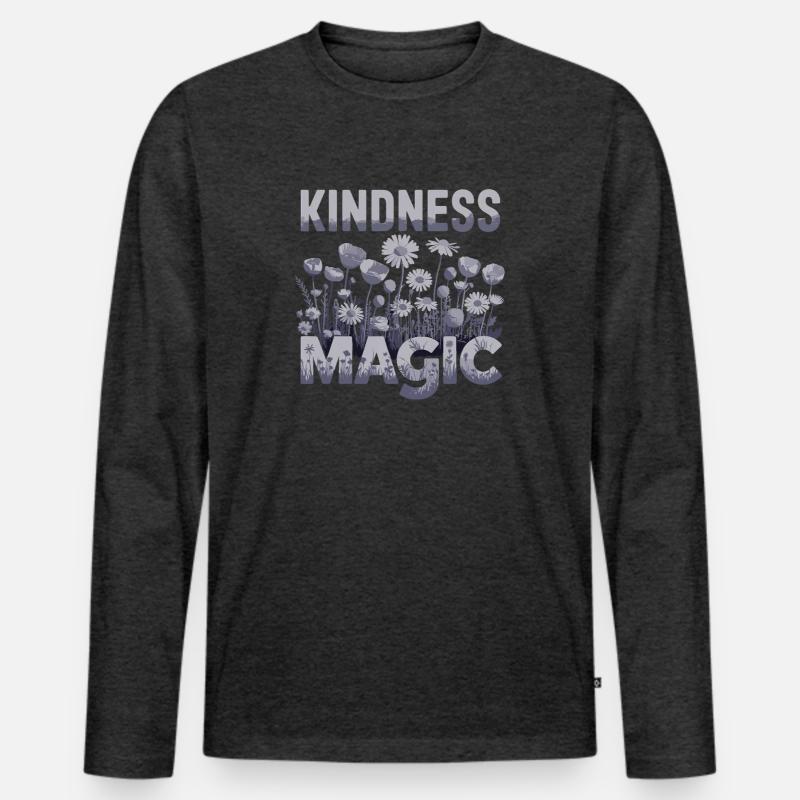  Kindness Magic Blumenwiese Freundlichkeit - Männer Premium Bio Langarmshirt - Anthrazit meliert