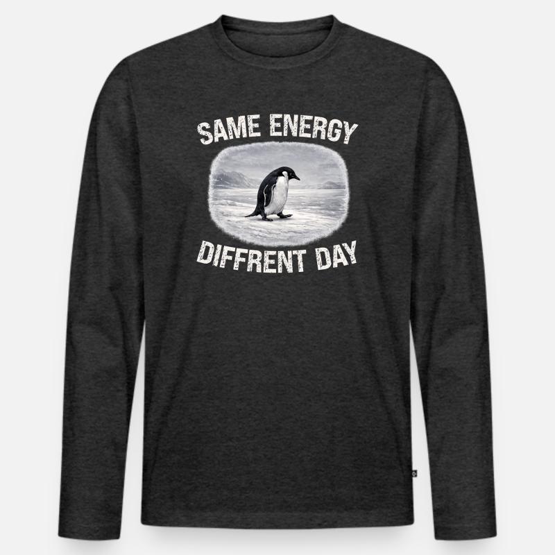 Same Energy Diffrent Day - Männer Premium Bio Langarmshirt - Anthrazit meliert
