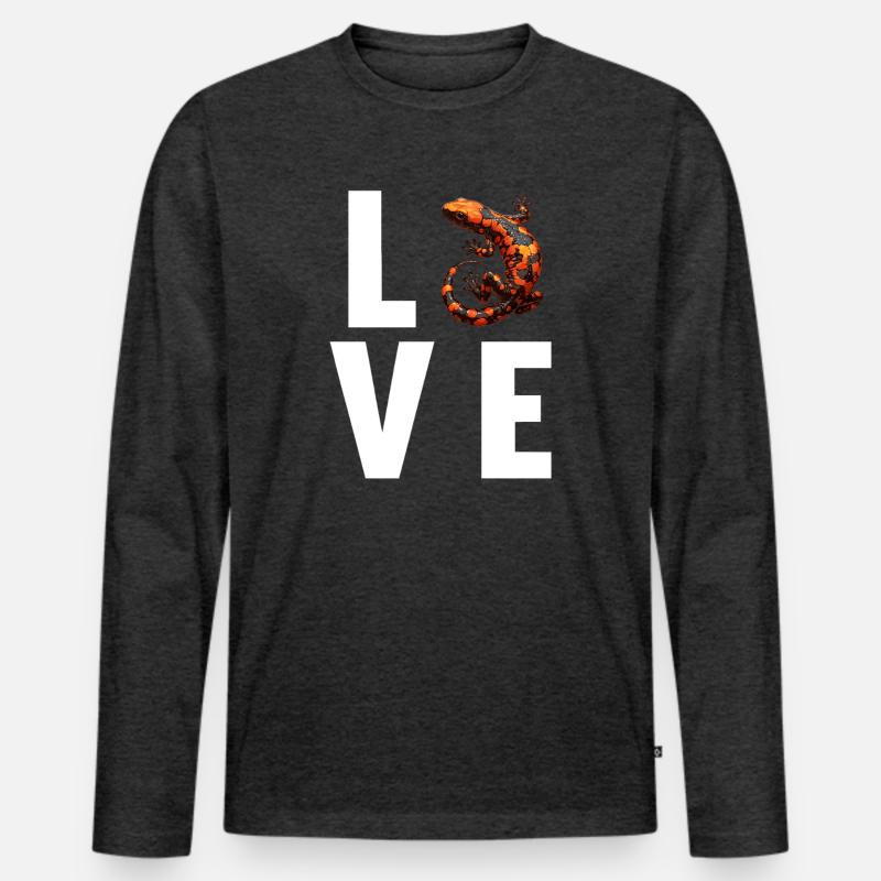 Feuersalamander Salamander - Männer Premium Bio Langarmshirt - Anthrazit meliert