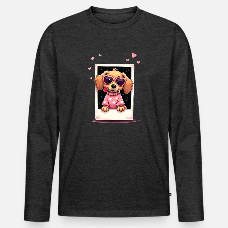 Dackel Dachshund Tekel - Männer Premium Bio Langarmshirt - Anthrazit meliert