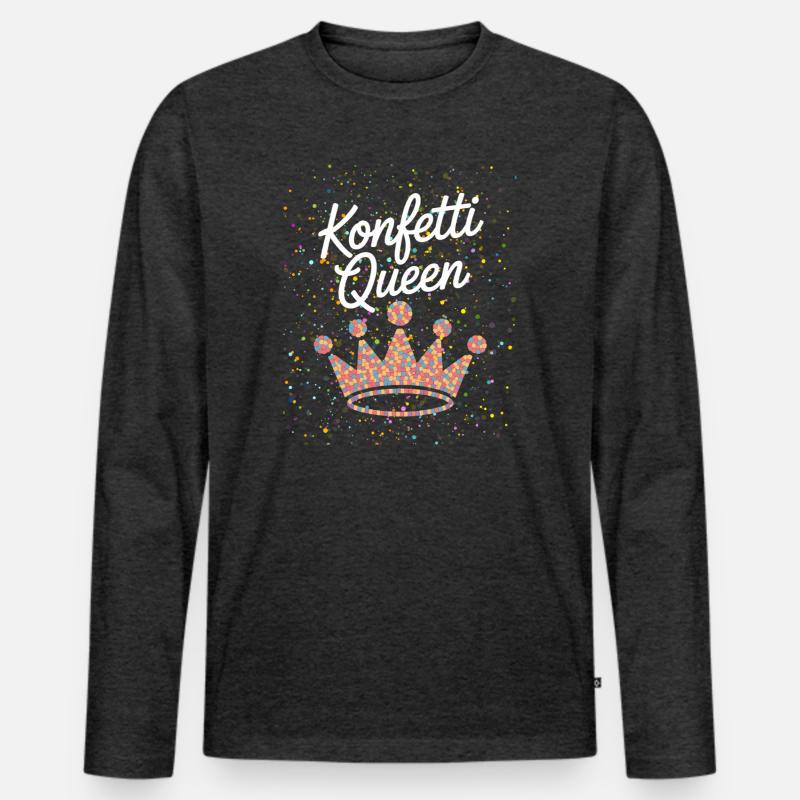 Konfetti Queen - Männer Premium Bio Langarmshirt - Anthrazit meliert