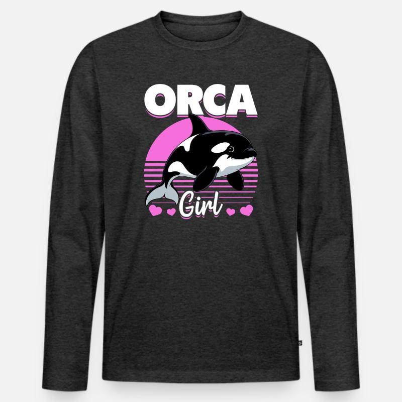 Funny Orca - Männer Premium Bio Langarmshirt - Anthrazit meliert
