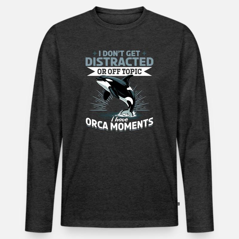 Funny Orca - Männer Premium Bio Langarmshirt - Anthrazit meliert