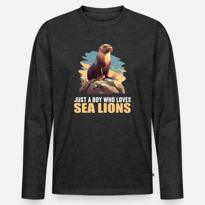 Seelöwen Seelöwe - Männer Premium Bio Langarmshirt - Anthrazit meliert