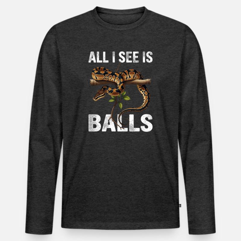 Königspython Schlangen Liebhaber Terrarium Python - Männer Premium Bio Langarmshirt - Anthrazit meliert