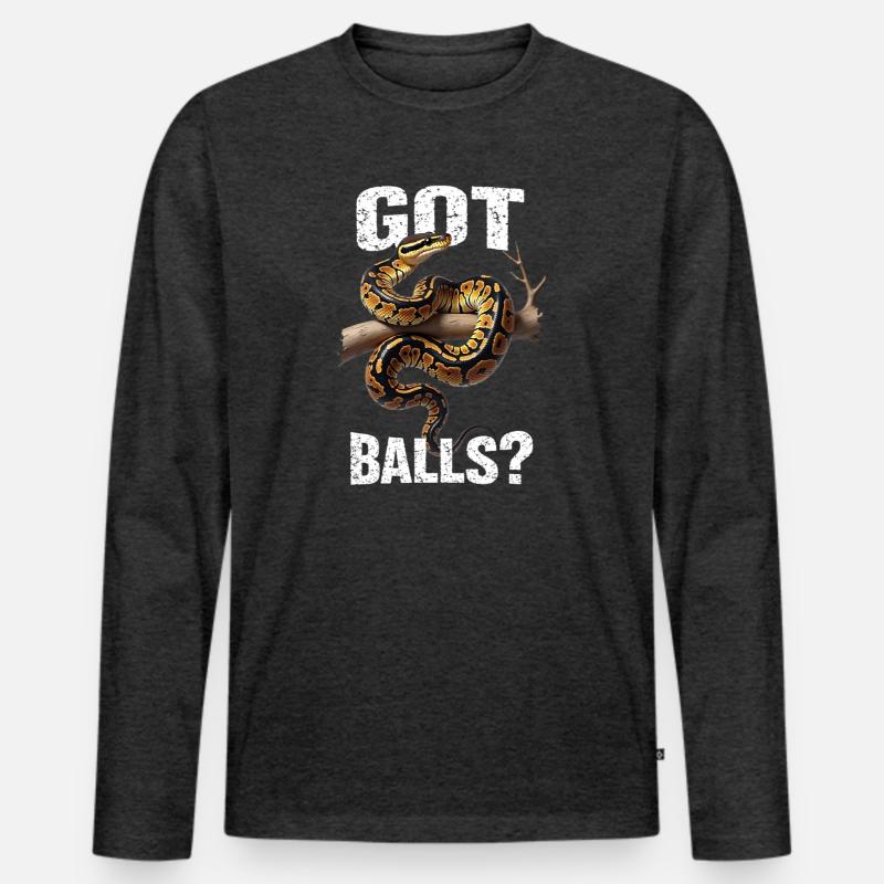 Königspython Schlangen Liebhaber Terrarium Python - Männer Premium Bio Langarmshirt - Anthrazit meliert