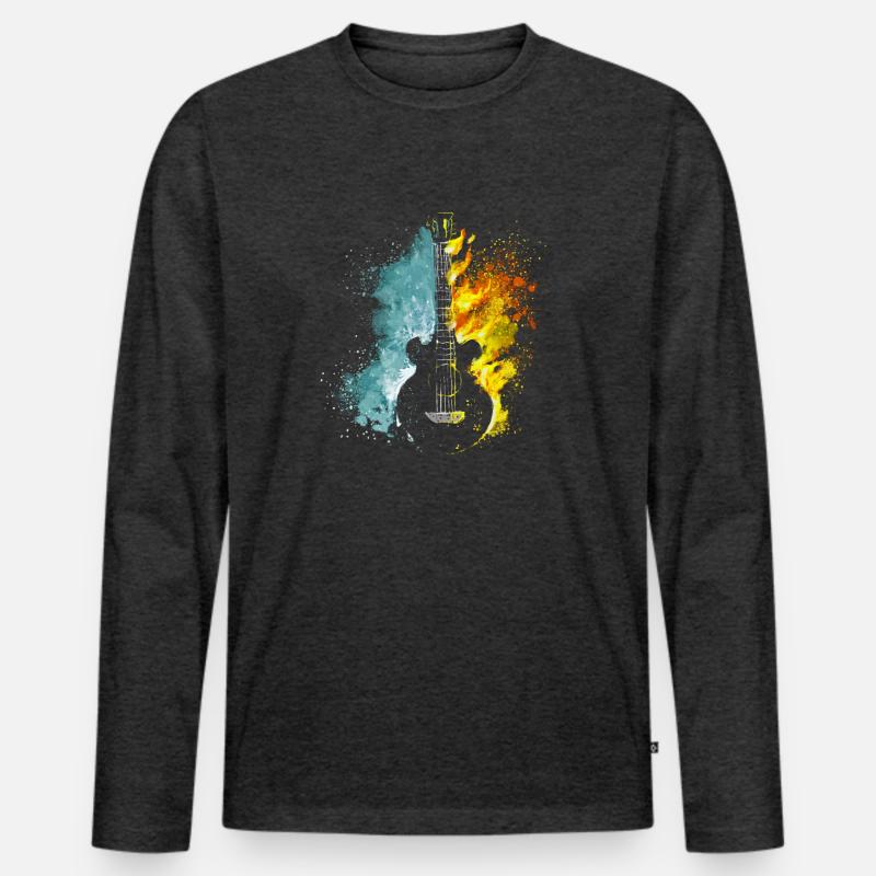 Gitarre Feuer Eis - Männer Premium Bio Langarmshirt - Anthrazit meliert