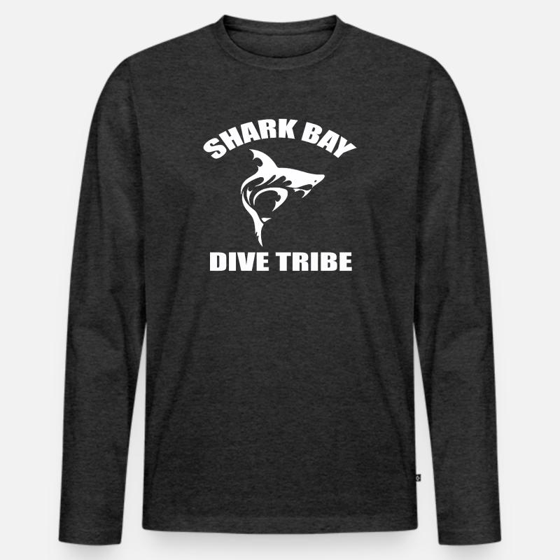 SHARK BAY DIVE TRIBE - Männer Premium Bio Langarmshirt - Anthrazit meliert
