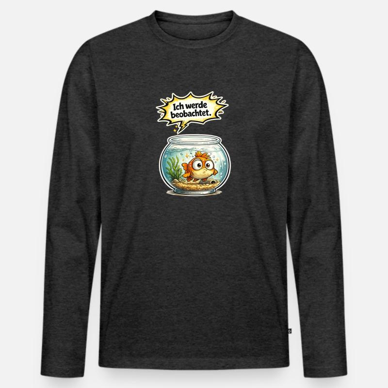 Fisch Humor Geschenk - Männer Premium Bio Langarmshirt - Anthrazit meliert