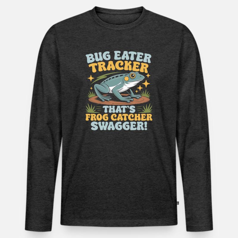 Frog Catcher Bug Eater Tracker Frog - Männer Premium Bio Langarmshirt - Anthrazit meliert