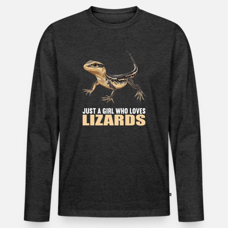 Eidechsen Eidechse - Männer Premium Bio Langarmshirt - Anthrazit meliert