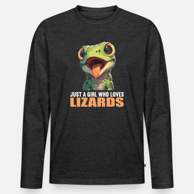Eidechsen Eidechse - Männer Premium Bio Langarmshirt - Anthrazit meliert
