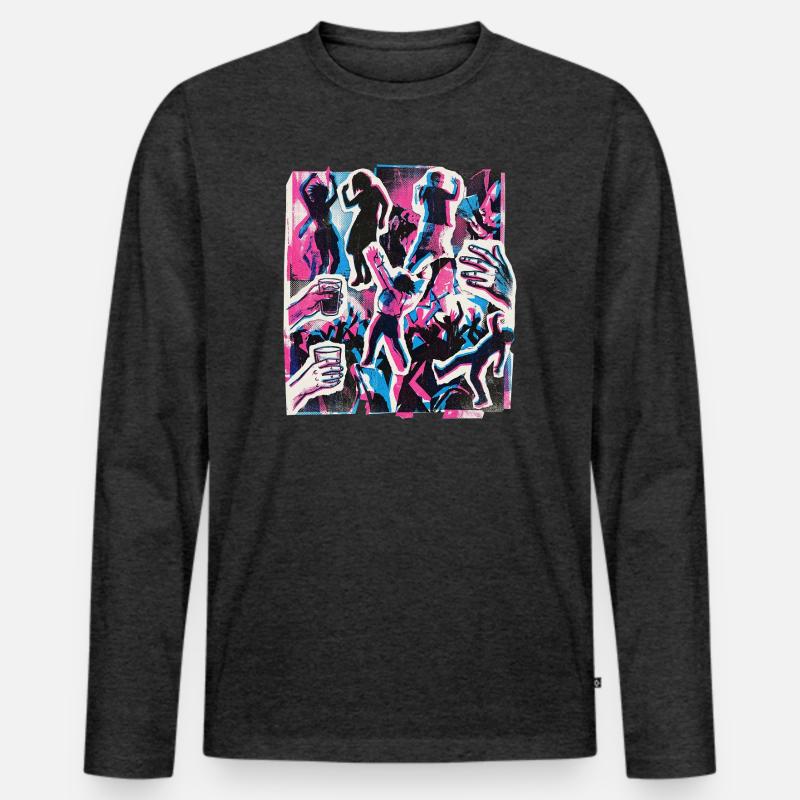 90s Retro Party - Männer Premium Bio Langarmshirt - Anthrazit meliert