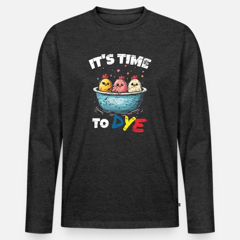 Easter Eggs Dyeing Easter Eggs - Men's Premium Organic Long Sleeve Shirt - heather anthracite