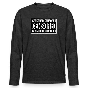 Censored Zensiert Lustig Statement Freiheit Logo - Männer Premium Bio Langarmshirt - Anthrazit meliert - Vorne - Nico (187cm)