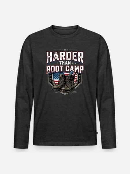 Army Mama Harder Than Boot Camp - Men's Premium Organic Long Sleeve Shirt - heather anthracite