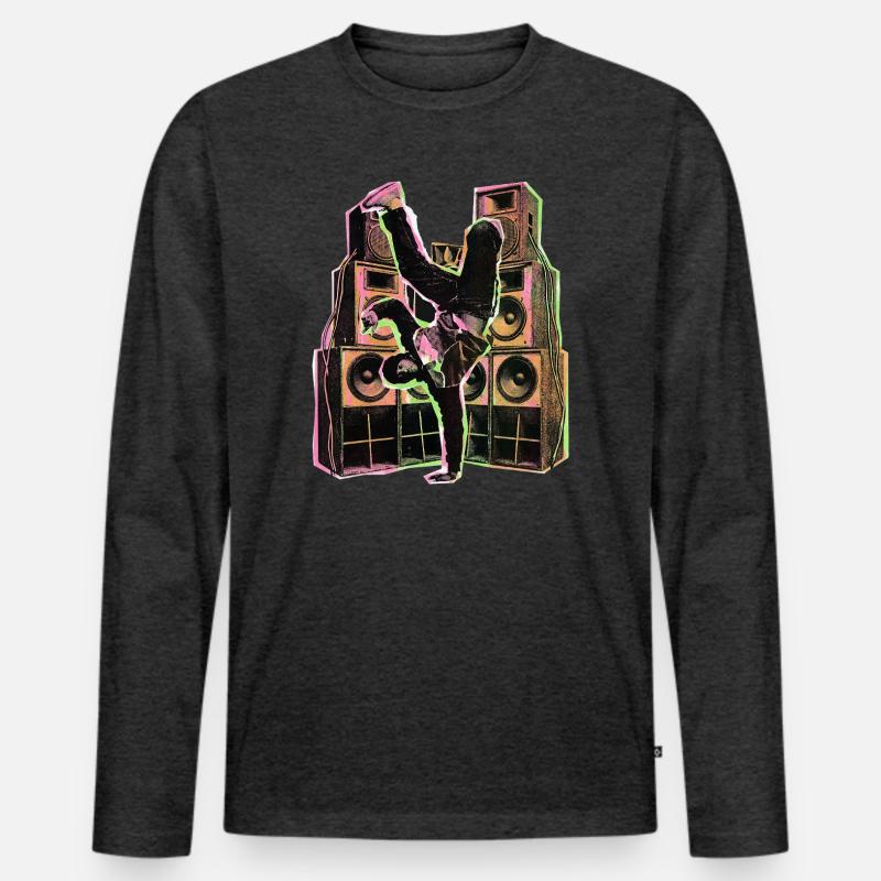 Hip Hop Breakdance - Männer Premium Bio Langarmshirt - Anthrazit meliert