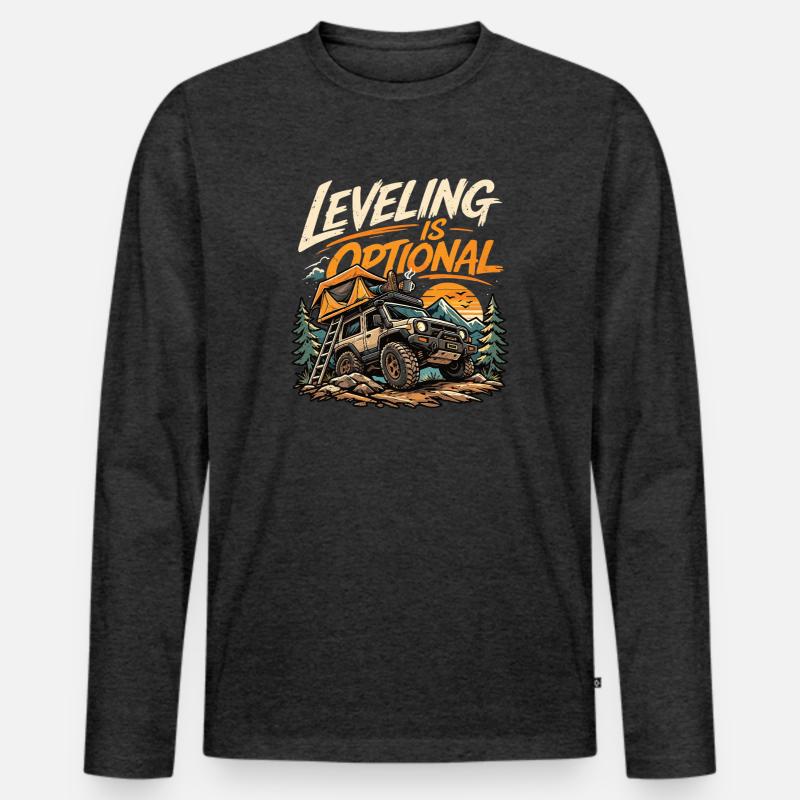 Leveling Is Optional – Offroad Camping Abenteuer  - Männer Premium Bio Langarmshirt - Anthrazit meliert