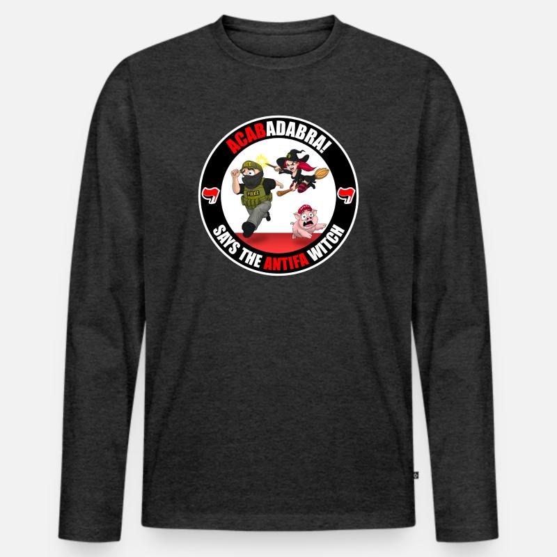 Die Antifa-Hexe – Grenzschutz - Männer Premium Bio Langarmshirt - Anthrazit meliert