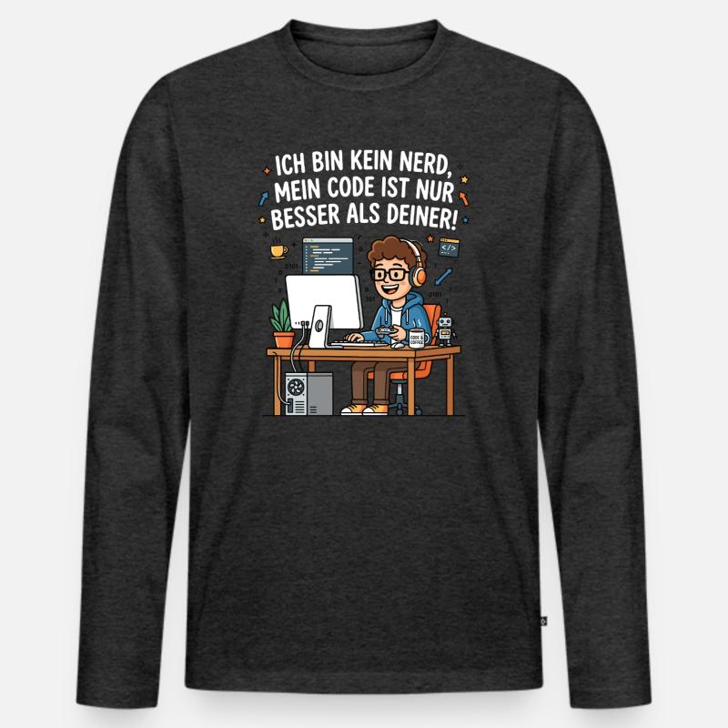Coder Humor Programmierer Spruch Männer Premium Bio Langarmshirt