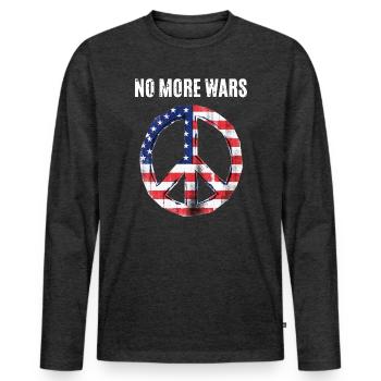 Peace USA Flag Against War - Men's Premium Organic Long Sleeve Shirt - heather anthracite - Front - Nico (187cm)
