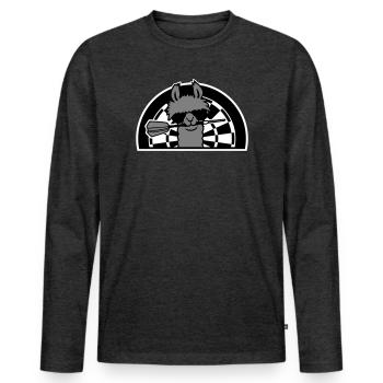 Cooles Lama Dartscheibe Sonnenbrille Dartpfeil Süß - Männer Premium Bio Langarmshirt - Anthrazit meliert - Vorne - Nico (187cm)