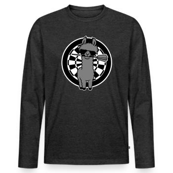 Cooles Lama Dartscheibe Sonnenbrille Dartpfeil Süß - Männer Premium Bio Langarmshirt - Anthrazit meliert - Vorne - Nico (187cm)