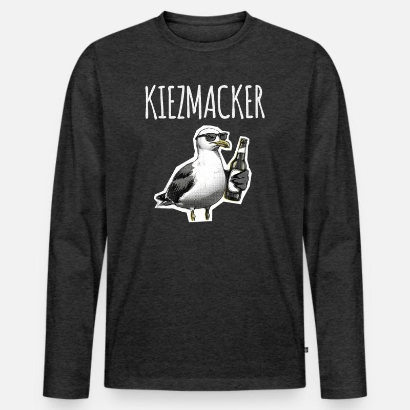 Kiez Möwe Macker - Männer Premium Bio Langarmshirt - Anthrazit meliert