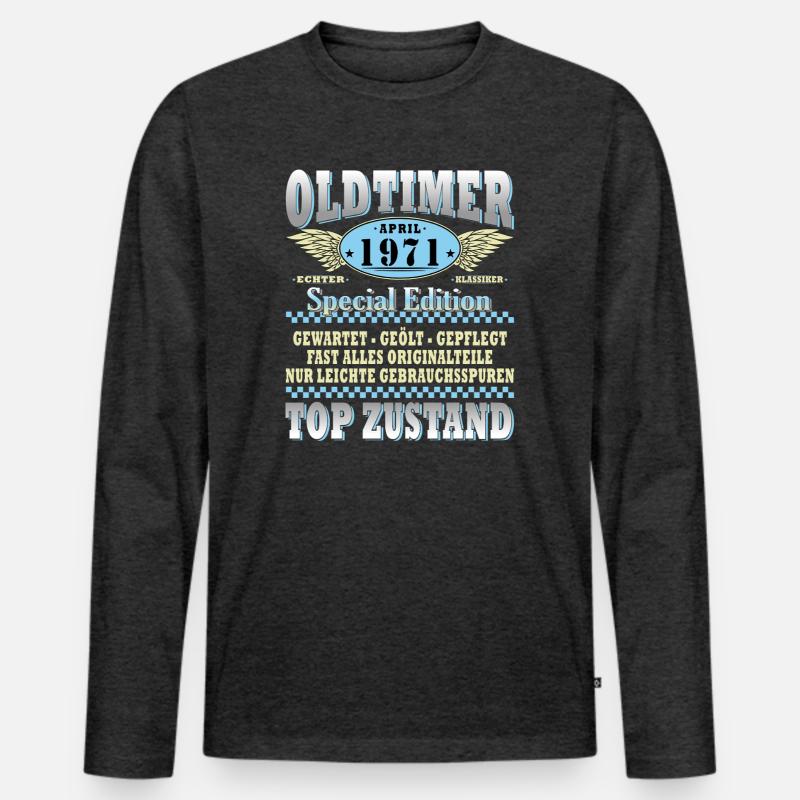 Oldtimer April 1971 Special Edition - Männer Premium Bio Langarmshirt - Anthrazit meliert