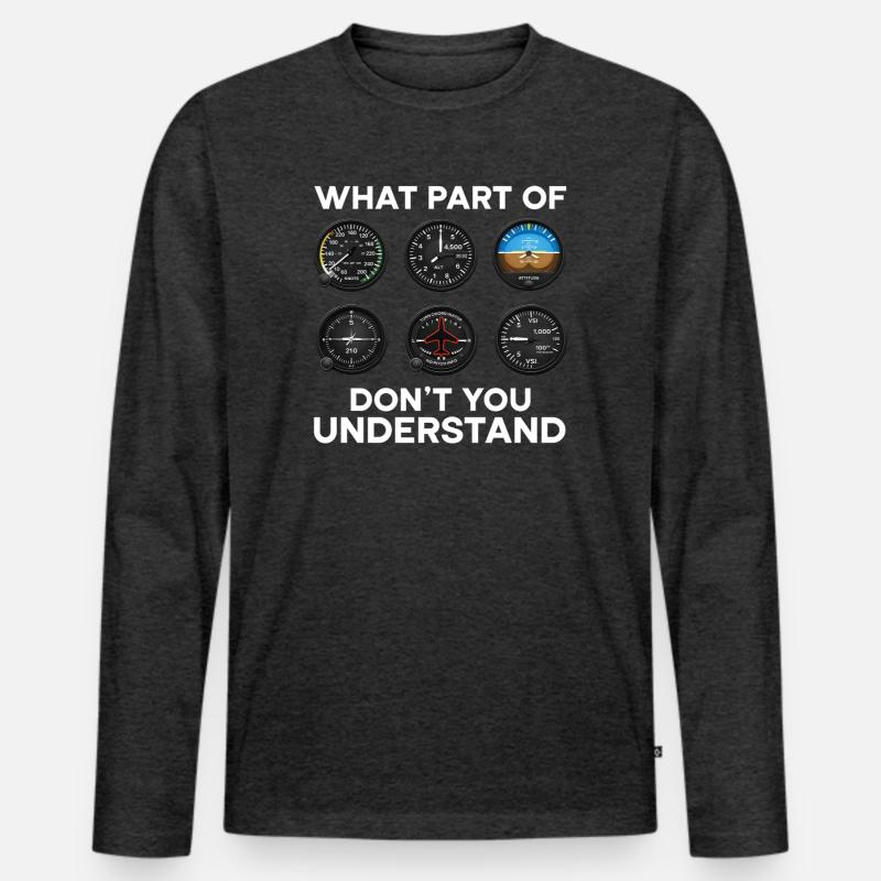 Flugzeug Flug Pilot Flugzeug Fluggesellschaft - Männer Premium Bio Langarmshirt - Anthrazit meliert